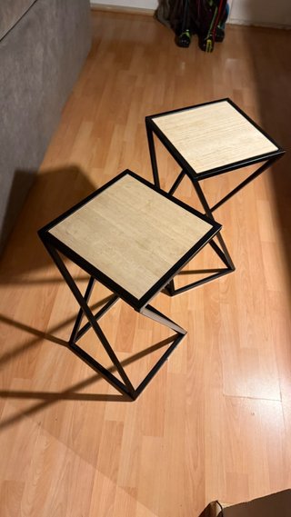 Set de 2 Mesitas de Noche Estilo Industrial