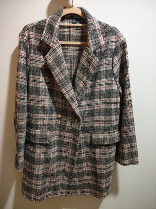 Abrigo de Paño a Cuadros Talla XXL