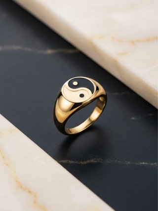 Anillo Yin Yang de Acero Inoxidable
