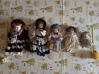 Set di 5 bambole di porcellana vintage
