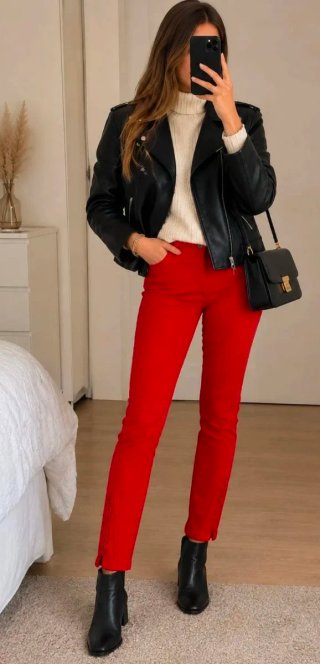 Pantalón Pitillo Rojo/ burdeos Talla S