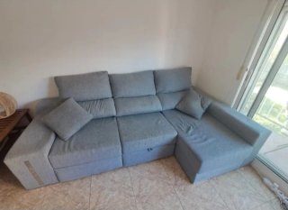 Sofá 3 plazas con chaise longue gris