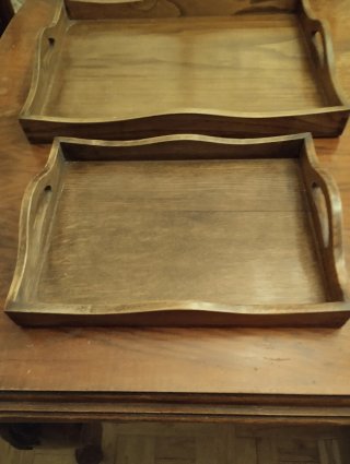 Set de 2 Bandejas de Madera Maciza