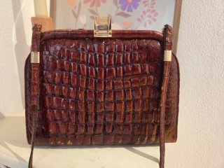 Bolso Vintage de Piel con Textura de Reptil