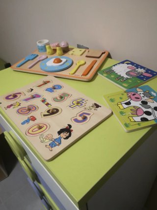 Set de 4 Puzzles y Juegos de Madera