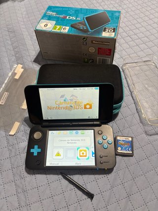 New Nintendo 2DS XL Negra y Azul +Inazuma Eleven 2