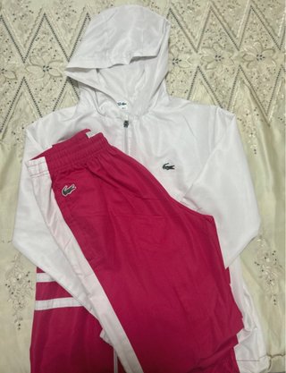 Conjunto Lacoste Blanco y Rosa Talla M