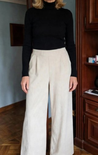 Pantalón de Pana Ancha Color Crema