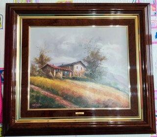 Cuadro al óleo paisaje rural