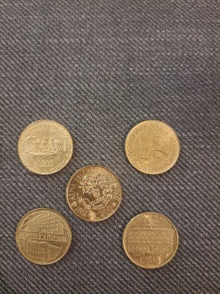 Set 5 Monete Commemorative 200 Lire