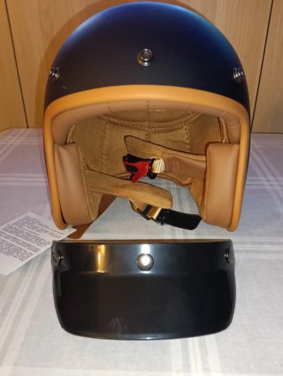 Casco Moto Retro Negro y Marrón