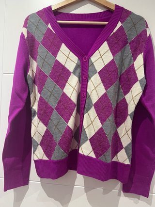 Chaqueta de punto con estampado de rombos