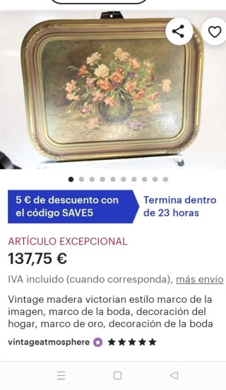 Cuadro Vintage con Marco de Madera Dorado