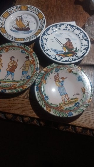 Lote 4 Platos Cerámicos Decorativos Antiguos