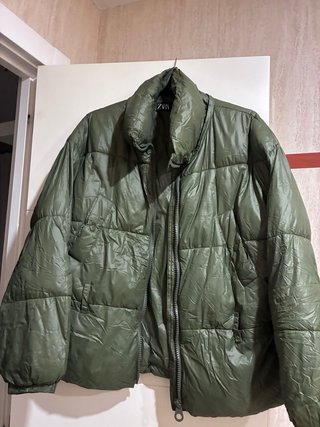 Chaquetón Impermeable Zara Verde Caqui