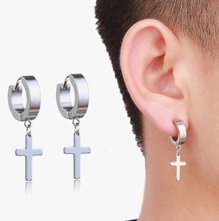 Pendientes de Acero con Cruz