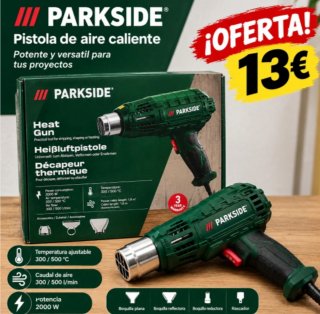 Pistola de aire caliente Parkside 2000W nueva