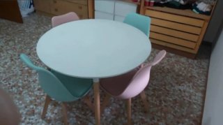 Conjunto Mesa Comedor Redonda y 4 Sillas