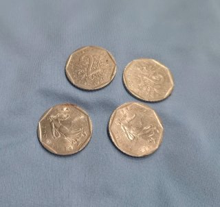 Set de 4 monedas de 2 Francos franceses