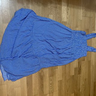 Vestido largo de cuadros azul y blanco
