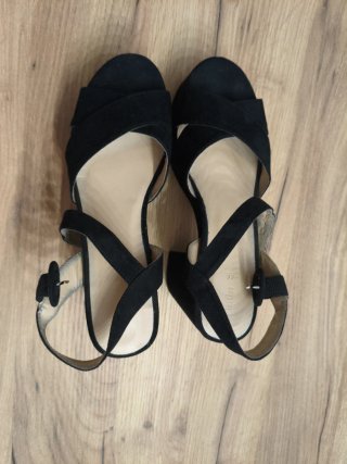 Sandalias con plataforma negras ante