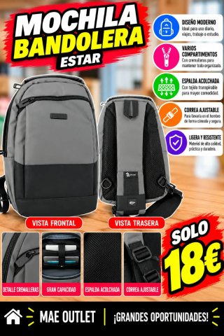 Mochila Bandolera Gris