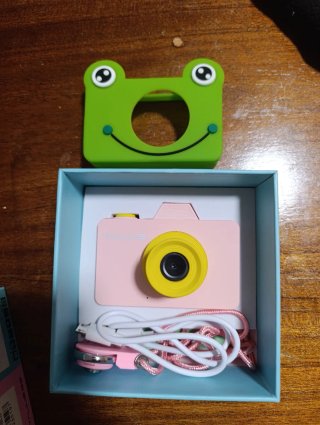 Cámara de fotos infantil con funda de rana
