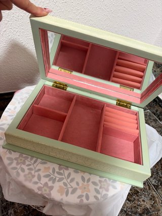 Joyero de Madera Vintage Verde y Crema