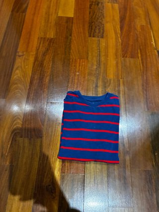 Camiseta Manga Larga Rayas Roja y Azul