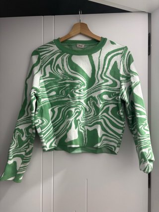 Jersey con estampado abstracto verde y blanco