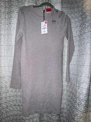 Vestido Gris con Brillos Talla L