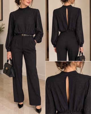 Blusa Negra Elegante con Brillo