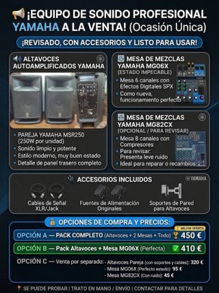 Equipo de Sonido Yamaha: Altavoces y Mesas