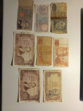 Lote de 8 Billetes Antiguos España e Italia