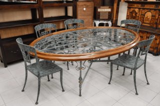 Conjunto de gran mesa de forja y 6 sillas
