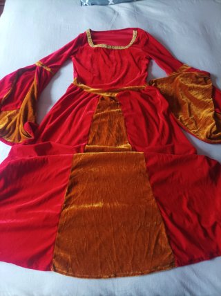 Vestido Medieval Túnica Rojo y Dorado