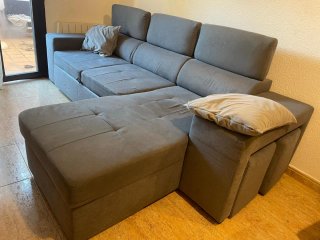 Sofá Cama Chaise Longue Gris