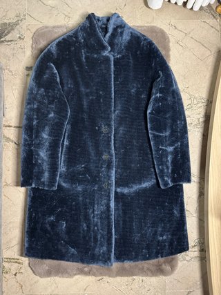 Abrigo Pelo Sintetico Violeta Mango Azul Marino L