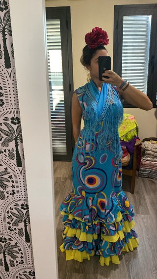 Traje de flamenca multicolor