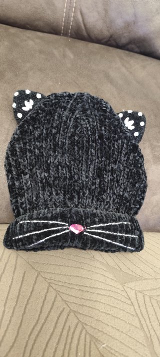 Gorro de Invierno Negro con Orejas de Gatito