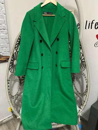 Abrigo lana Zara Verde Talla xs