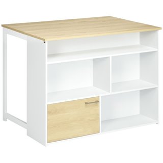 Mesa Bar Blanca Moderna MDF 2 Personas Estantes, 1