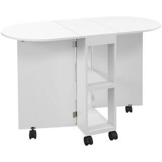 Mesa de comedor plegable y consola, ruedas, blanca