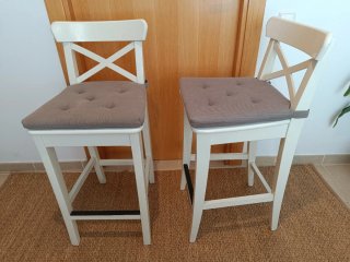 2 Taburete Ikea INGOLF madera blanco