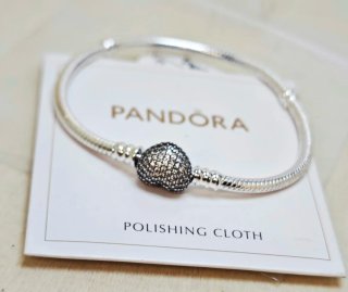 Pulsera Pandora 18 cm pave plata original