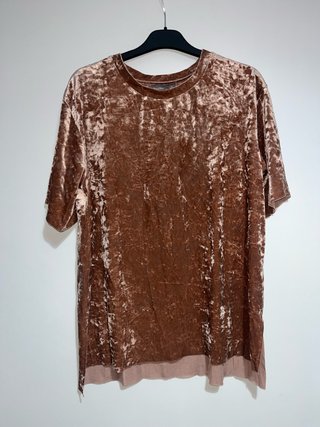 Camiseta Bershka Rosa Efecto Terciopelo