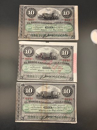 Billete 10 Pesos Banco Español de Cuba 1896
