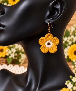 Pendientes naranja a crochet