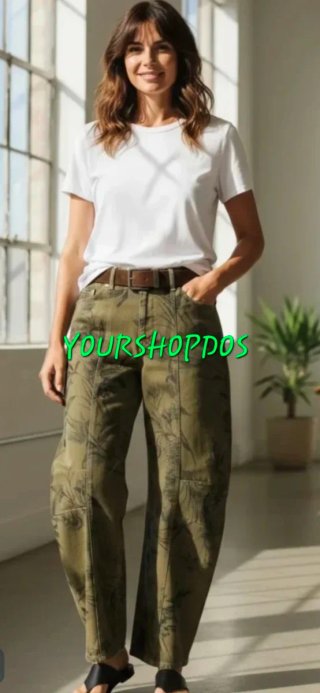 Pantalón Barrel Estampado Flores Talla 38