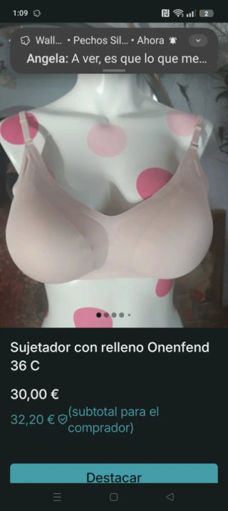 Sujetador con Relleno Onenfend Talla 90C